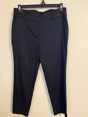 Chapter One Black Stretch Pant Geometric Pattern Metallic Sheen Size L Pockets